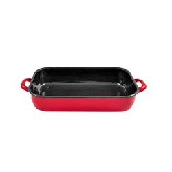 Enamelware Induction Baking Dish With Handles Red 3.4L 405x225x72mm